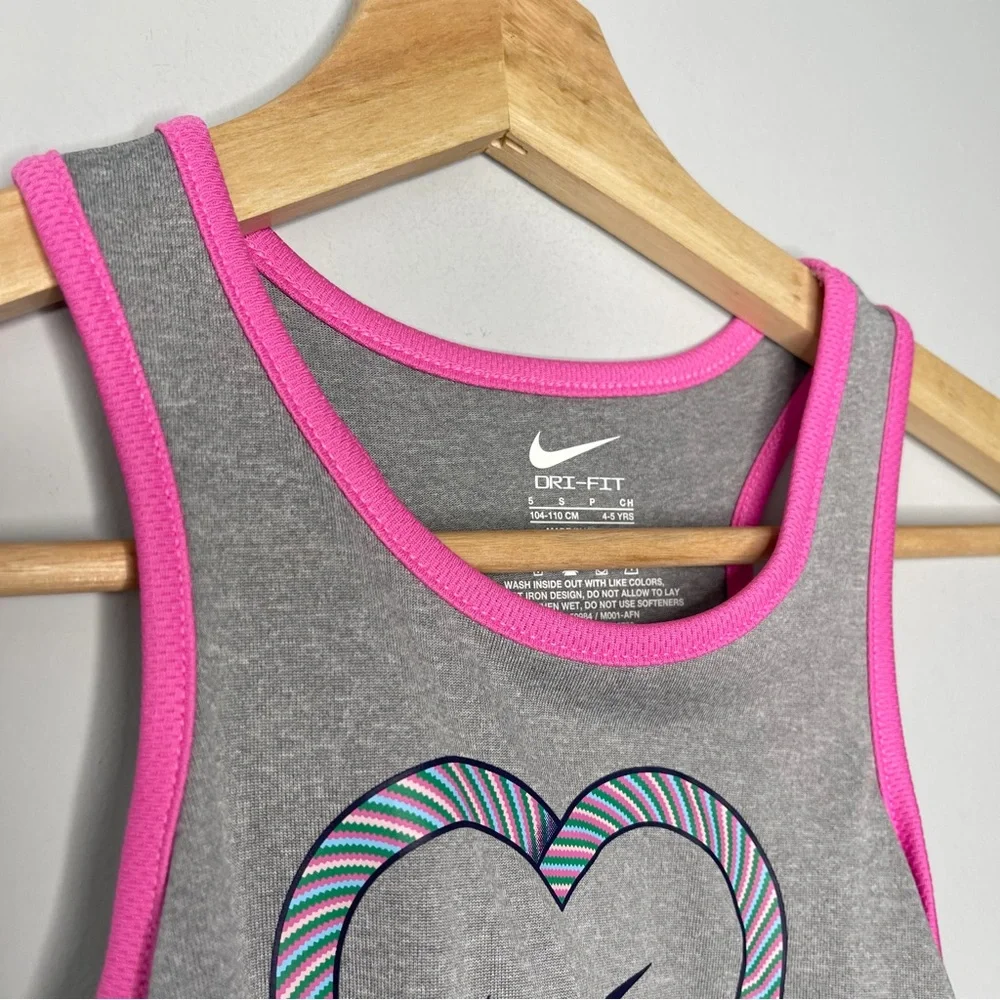 Girls new Nike gray pink‎ athletic tank top size small